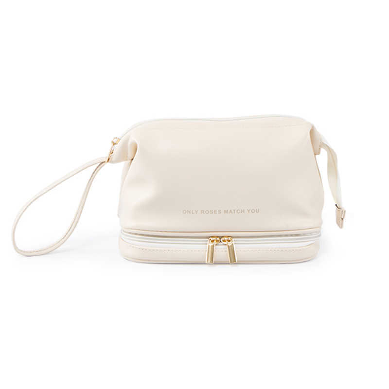 Kosmetiktasche für Damen ⎜ Zweilagige Kulturtasche mit Tragegriff und extra Stauraum für Reisen