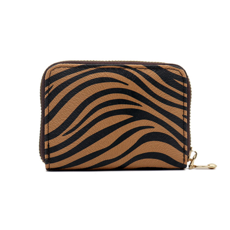 Kartenetui für Damen mit Animal-Print ⎜ Kompakte Geldbörse mit Reißverschluss und erweiterbarem Kartenfach