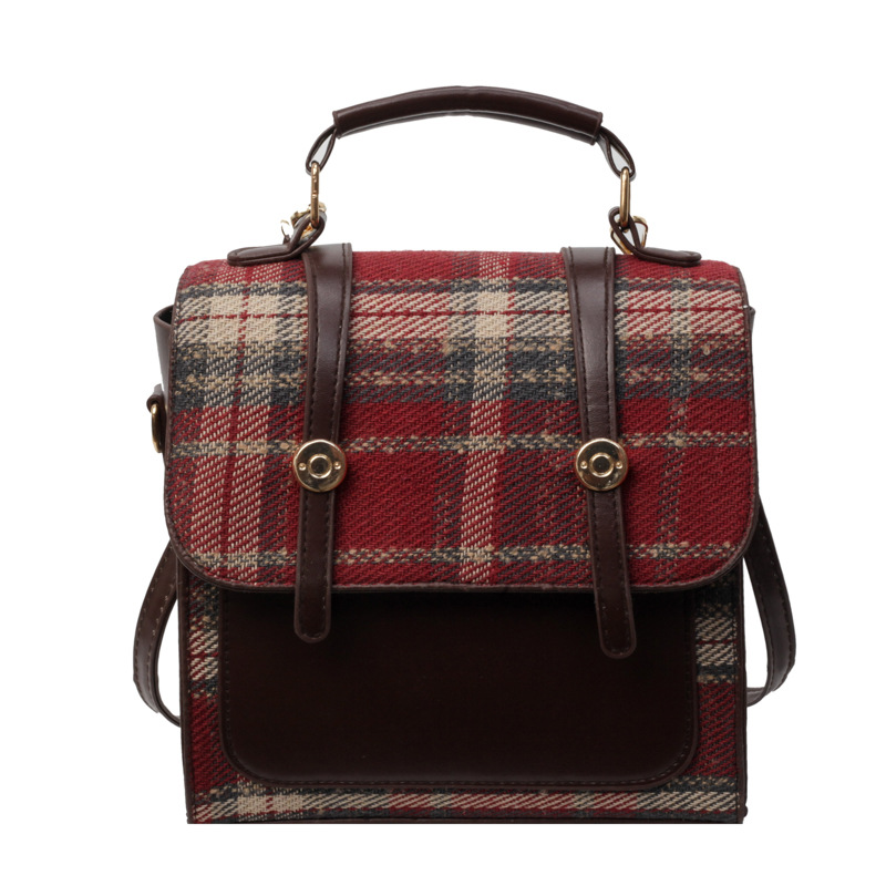 Damen Rucksack im Retro-Stil ⎜ Karierter Tagesrucksack mit großem Stauraum für Alltag und Reisen