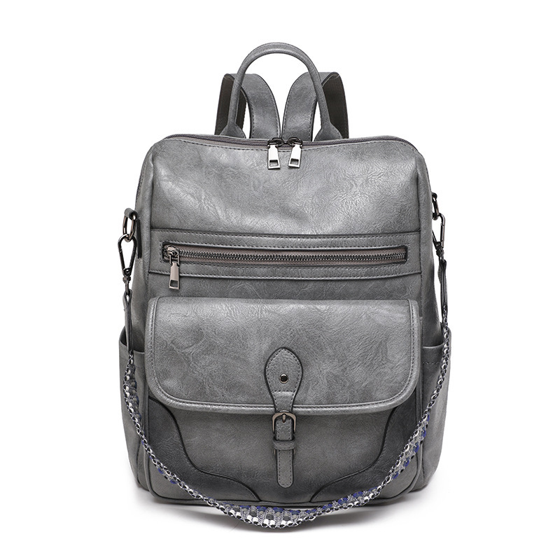 Damen Rucksack aus Leder ⎜ Geräumiger Freizeitrucksack mit Tragegriff für Reisen und Alltag
