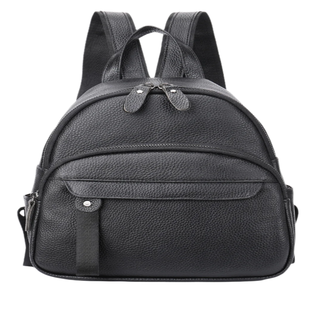 Damen Rucksack aus Kunstleder ⎜ Kompakter City-Rucksack mit Reißverschlussfächern und verstellbaren Trägern