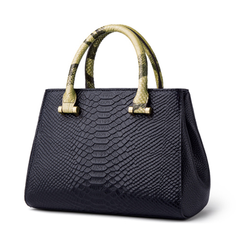 Handtasche für Damen ⎜ Edle Tragetasche aus Leder mit Schlangenmuster und abnehmbarem Schulterriemen