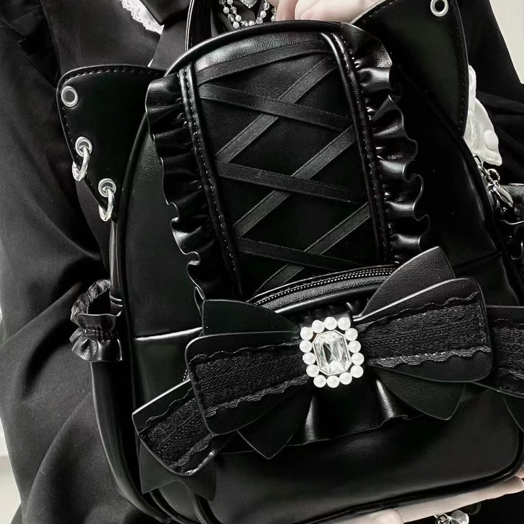 Damen Rucksack mit Katzenohren ⎜ Niedliches Design mit Spitze und viel Stauraum für Schule und Freizeit