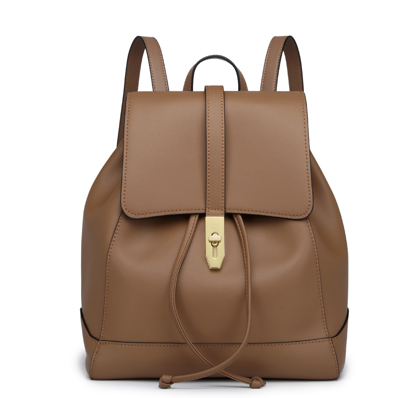 Damen Rucksack aus Kunstleder ⎜ Stilvoller Tagesrucksack mit Kordelzug und sicherem Steckverschluss für unterwegs