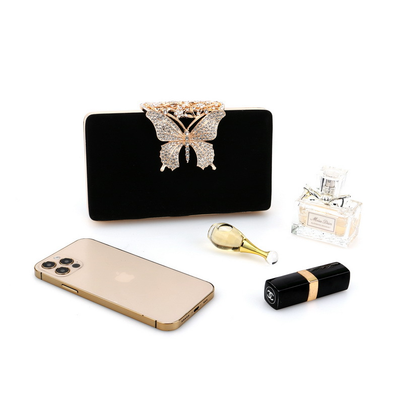 Abend-Clutch mit Schmetterlings-Applikation ⎜ Elegante Tasche aus Samt für festliche Anlässe