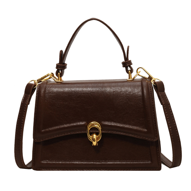 Kleine Umhängetasche mit Schnalle ⎜ Quadratische Schultertasche für Damen mit Kurzgriff und Verstellbarem Riemen