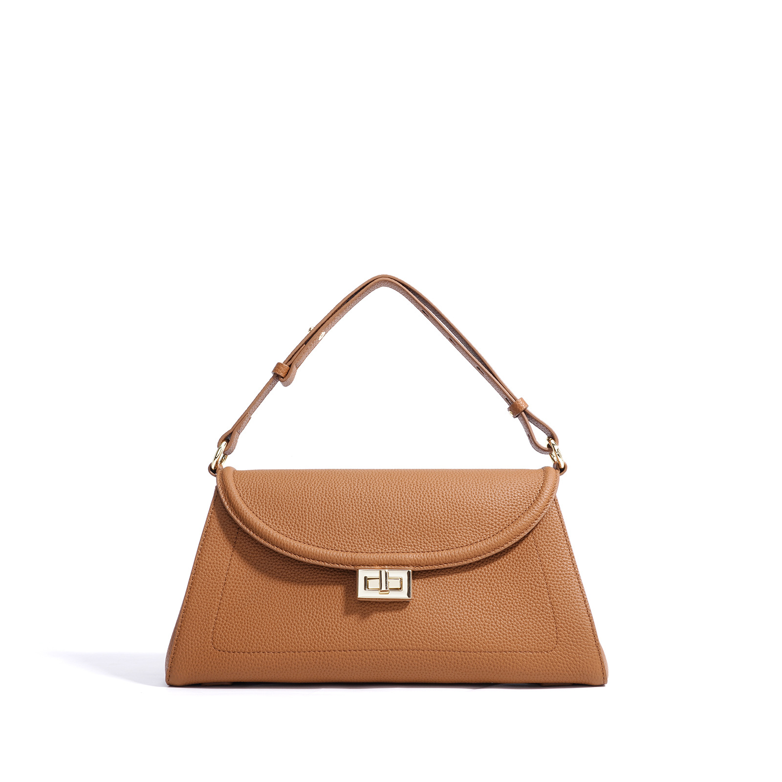 Schultertasche aus Echtleder für Damen ⎜ Elegante Unterarmtasche mit Drehverschluss für Alltag und Ausgehen
