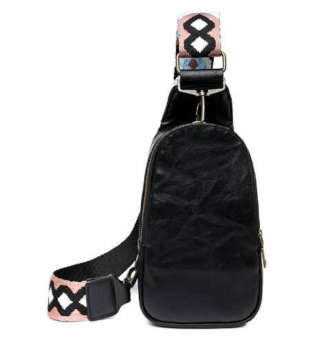 Damen Gürteltasche mit Musterriemen ⎜ Modische Umhängetasche in kompakter Form für Reisen und Freizeit