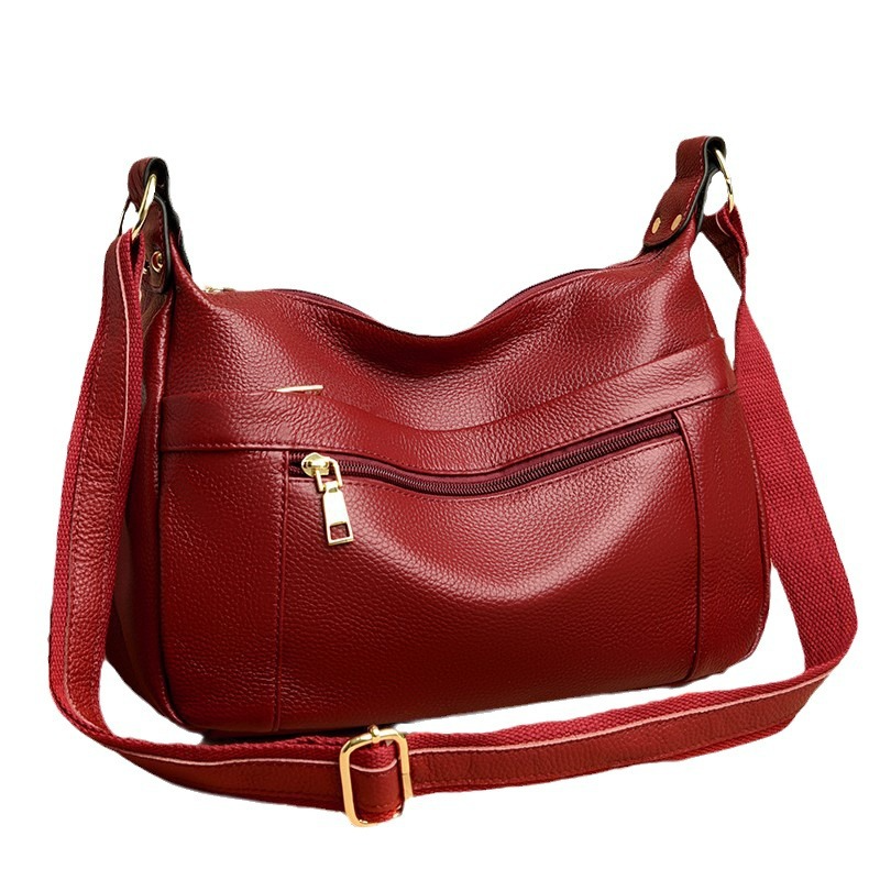Damen Umhängetasche ⎜ Hochwertige Schultertasche aus Echtleder mit Robustem Design und Viel Stauraum