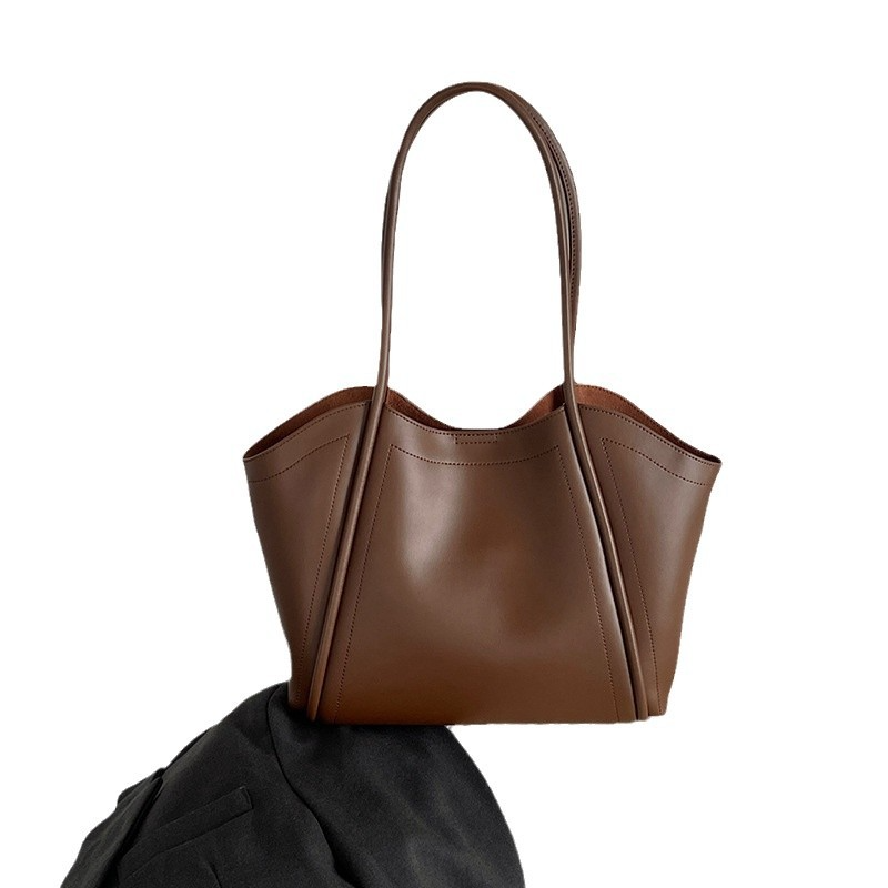 Damen Schultertasche aus Echtleder ⎜ Große Tragetasche mit Eleganter Form und Langen Tragegriffen