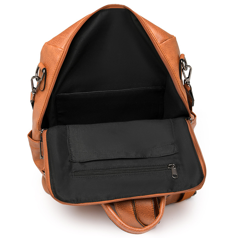 Damen Rucksack mit Leopardenmuster ⎜ Großer Vintage Tagesrucksack mit viel Stauraum und Reißverschlusstaschen
