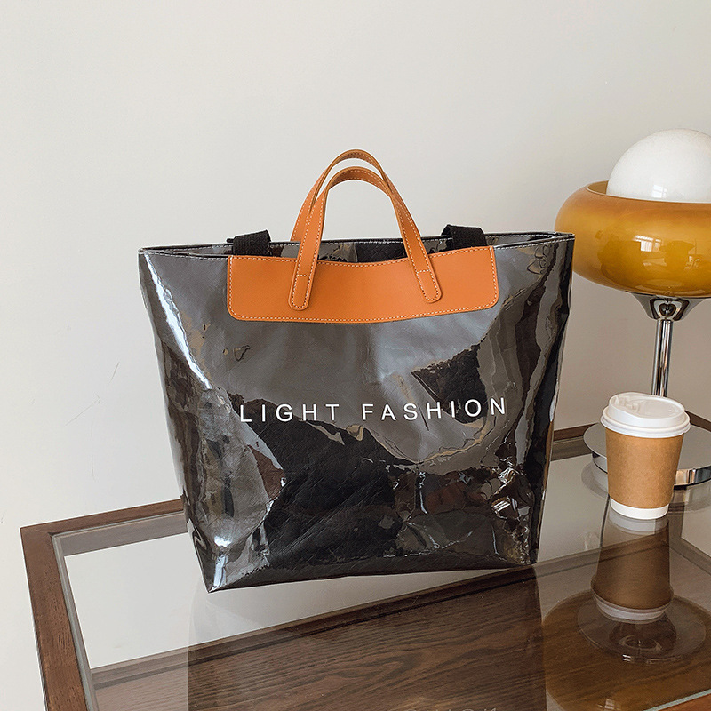 Lack Shopper Tasche Für Damen ⎜ Robuste Tragetasche Mit Modischem Schriftzug Und Viel Platz