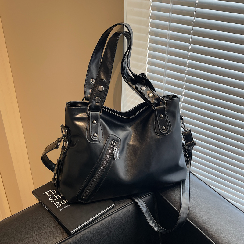 Schultertasche für Damen ⎜ Große Umhängetasche in Lederoptik mit Reißverschluss und viel Stauraum