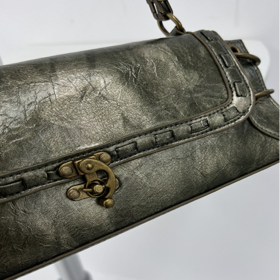 Damen Umhängetasche Mit Kettenriemen ⎜ Elegante Schultertasche Im Vintage-Stil Mit Drehverschluss