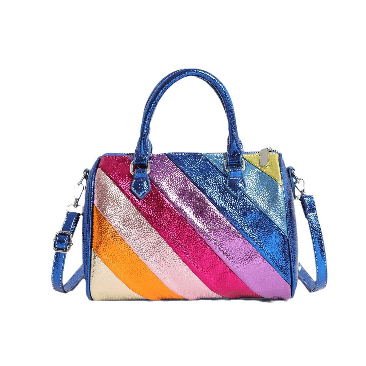 Handtasche für Damen ⎜ Bunte Schultertasche mit Kontrastdesign und viel Stauraum