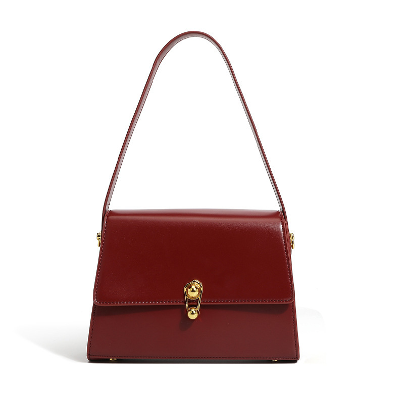 Handtasche für Damen ⎜ Kompakte Schultertasche in Uni-Farbe mit Drehverschluss für Alltag und elegante Anlässe