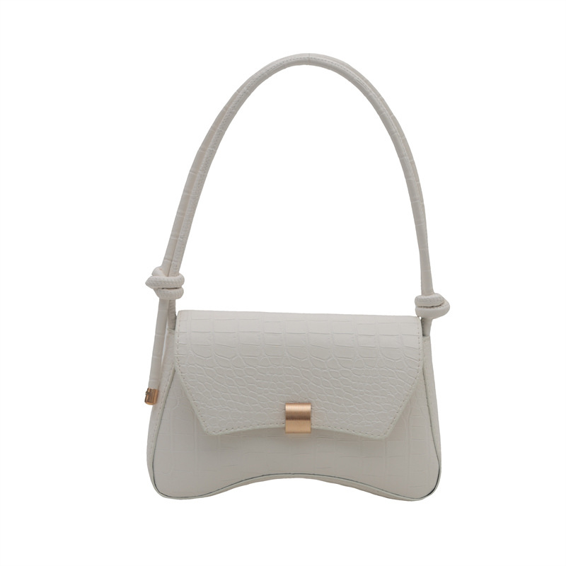 Schultertasche für Damen ⎜ Kleine Handtasche in Kroko-Optik mit Drehverschluss und elegantem Retro-Design