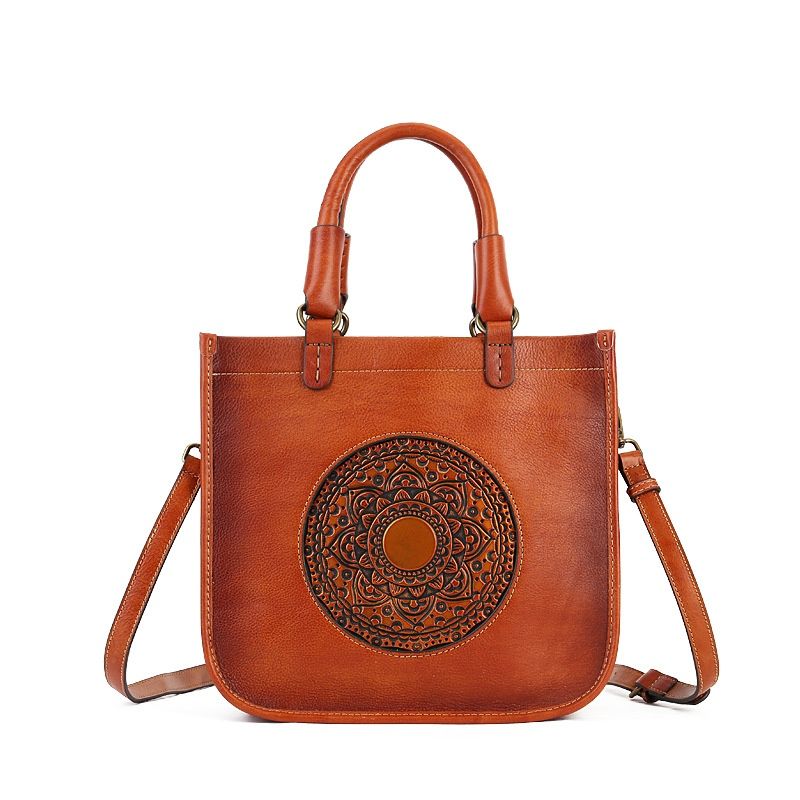 Handtasche für Damen im Vintage-Stil ⎜ Künstlerische Schultertasche mit Mandala-Design für Alltag und Freizeit