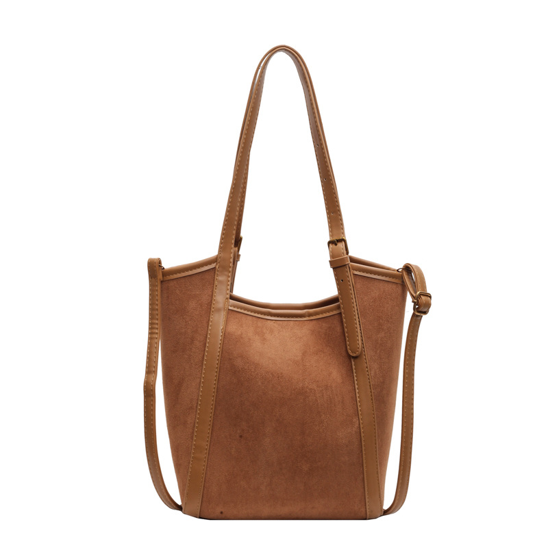 Handtasche für Damen ⎜ Geräumige Retro Schultertasche mit Wildleder-Optik für Alltag und Freizeit