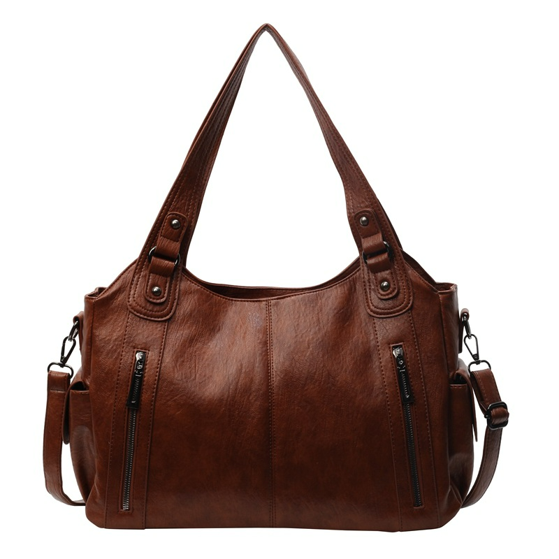 Handtasche für Damen ⎜ Klassische Schultertasche in Lederoptik mit Reißverschlusstaschen für Alltag und Freizeit
