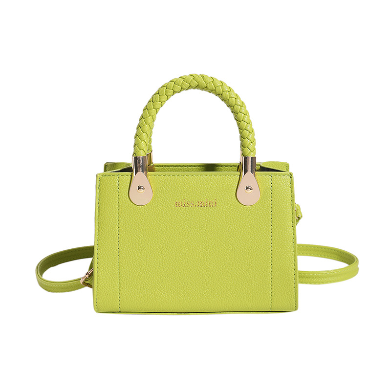 Handtasche für Damen ⎜ Modische Mini-Tasche mit Litchi-Prägung und geflochtenem Griff für stylische Outfits