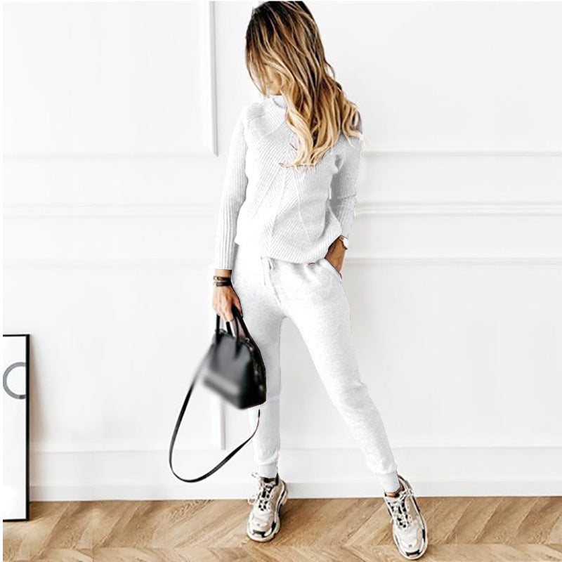 Yvette - Gestreifter Rollkragenpulli Und Elastische Hose Im Set