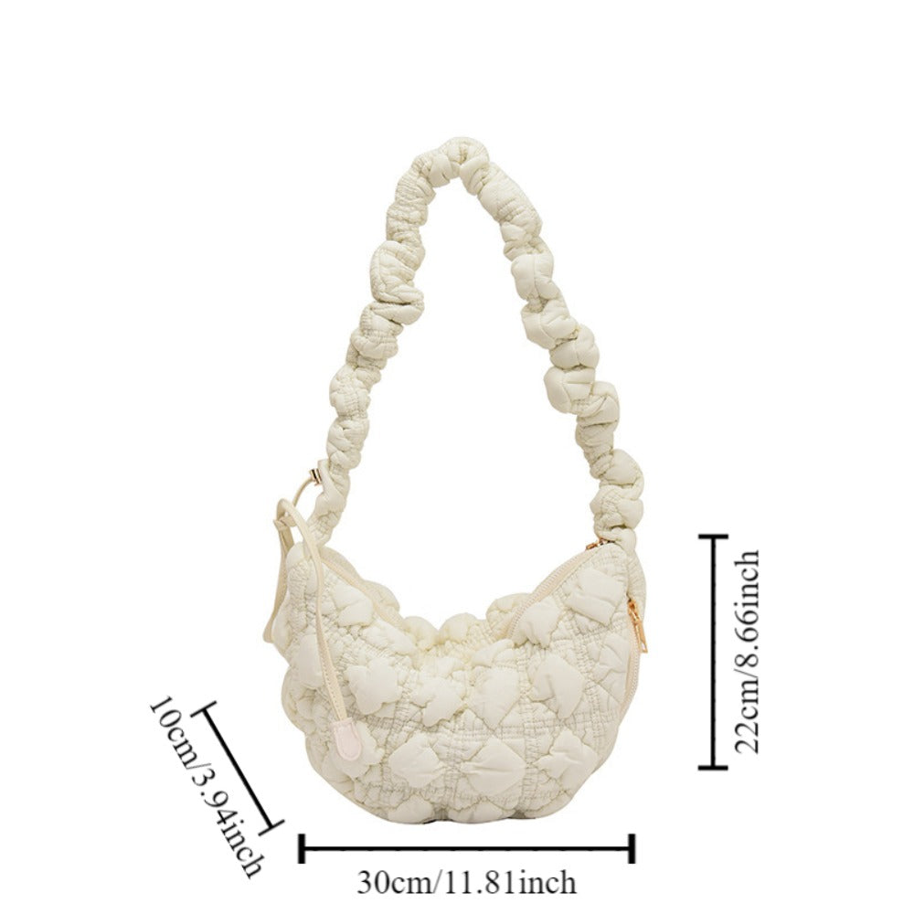 Schultertasche für Damen ⎜ Große Cloud-Bag mit gepolstertem Faltendesign und bequemem Tragegriff für Alltag und Freizeit