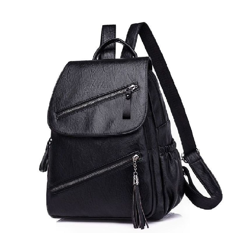 Damen Rucksack aus Kunstleder ⎜ Modischer Cityrucksack mit Reißverschlüssen für Alltag und Freizeit