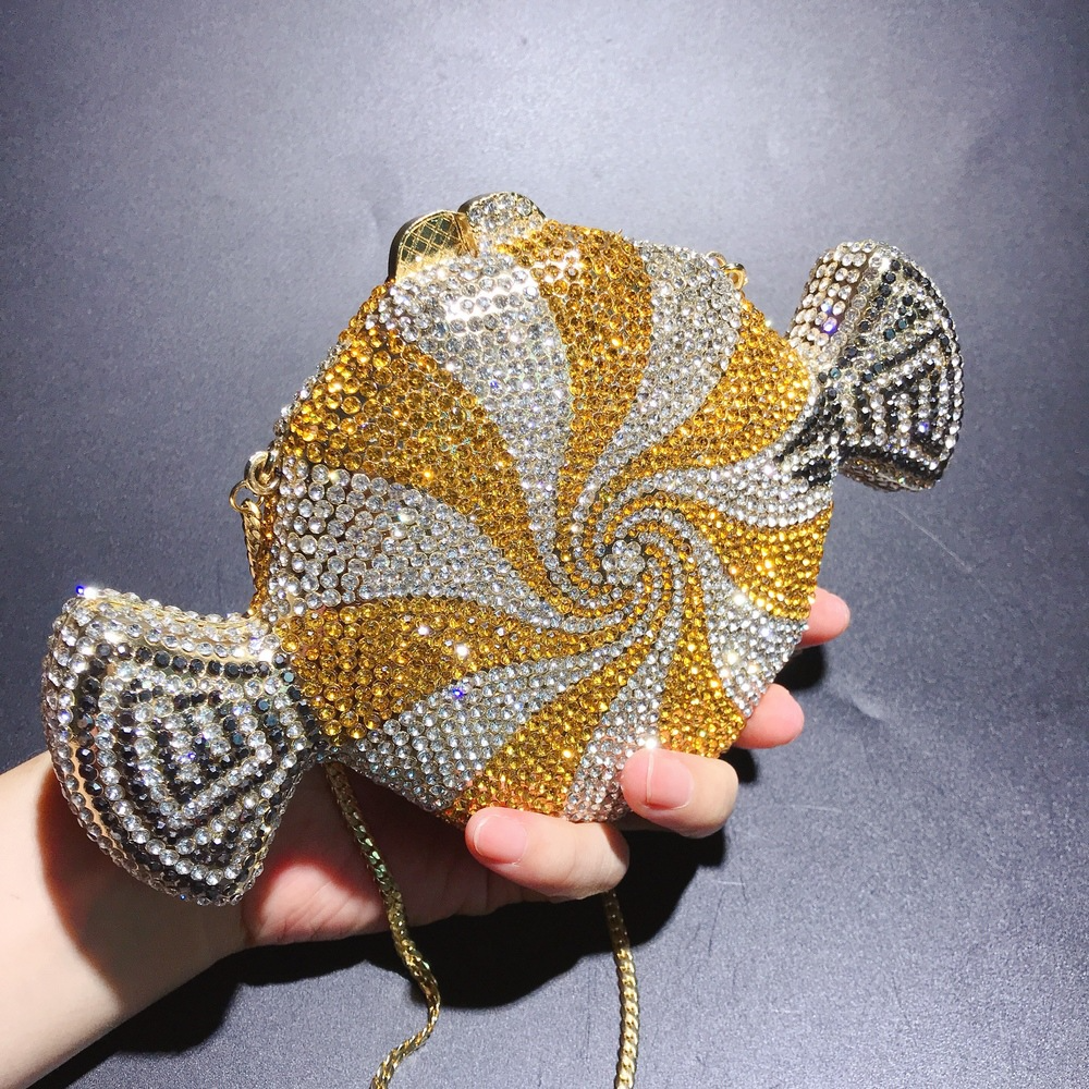 Kristall-Clutch für Damen  Glitzernde Tasche im Bonbon-Design mit funkelnden Strasssteinen
