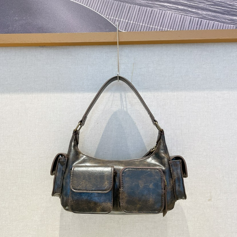 Schultertasche für Damen im Vintage-Stil ⎜ Kompakte Handtasche mit Außentaschen für Alltag und Freizeit