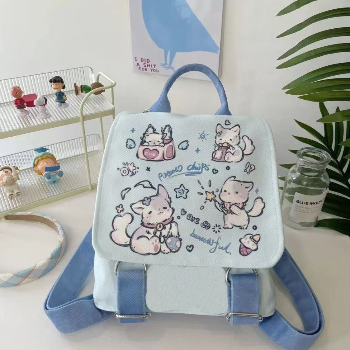 Rucksack für Mädchen ⎜ Süßes Canvas-Design mit großer Kapazität und verstellbaren Schulterriemen