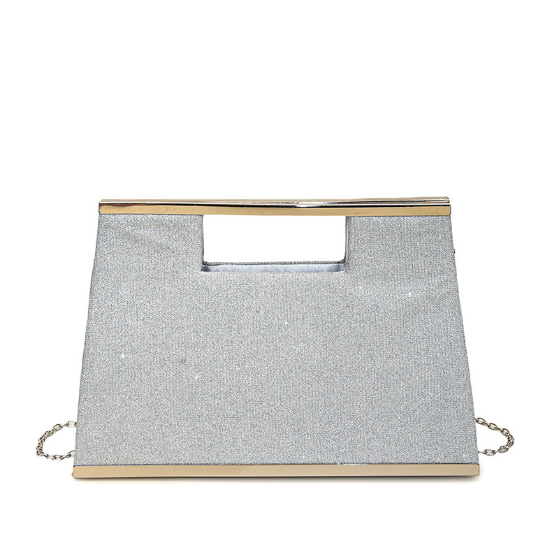 Abendtasche für Damen ⎜ Elegante Glitzertasche mit Metallgriff und Kettenriemen für Party und Event