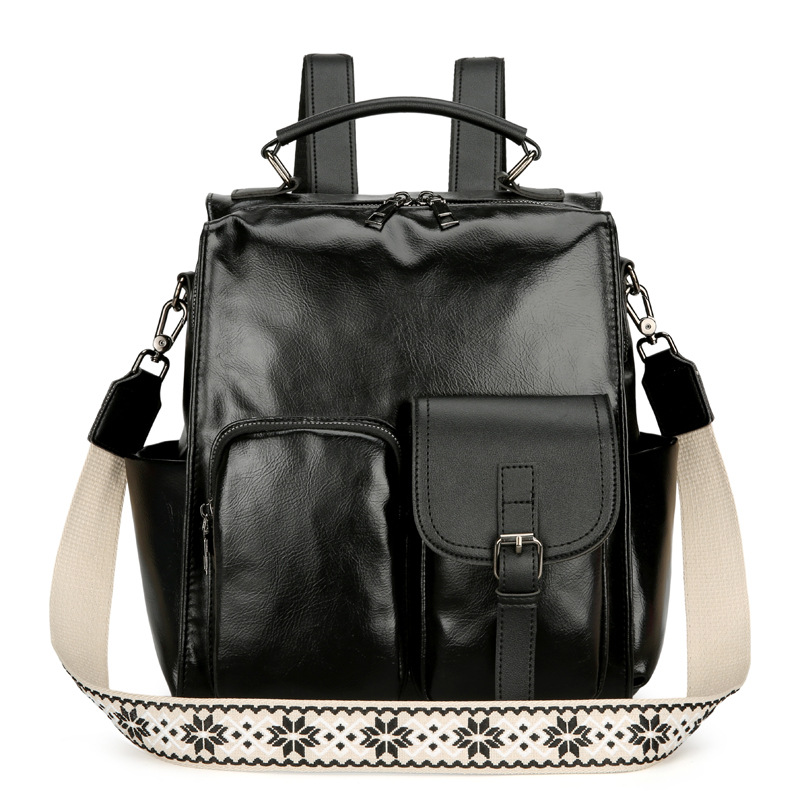 Damen Rucksack im Retro-Stil ⎜ Großer Schulrucksack mit Außenfach und Schultergurt für Uni und Freizeit