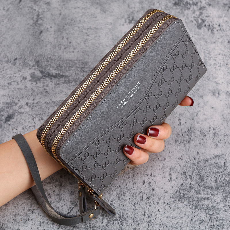 Damen Geldbörse mit Doppelreißverschluss ⎜ Große Brieftasche mit Schlaufe und Platz für Karten und Münzen