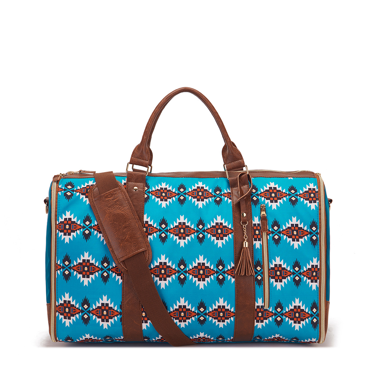 Reisetasche für Damen und Herren ⎜ Geräumige Weekender-Tasche mit Ethno-Muster und Schultergurt für Kurztrips