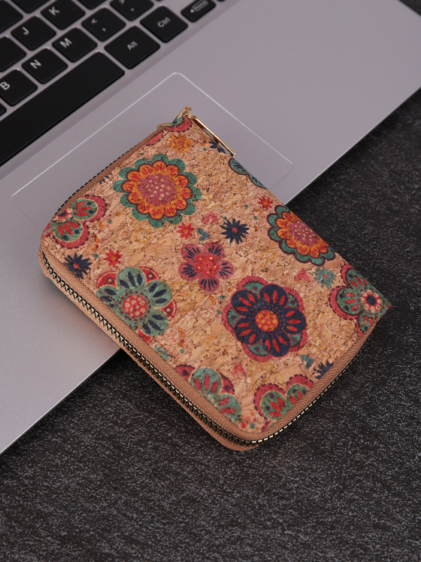 Kartenetui mit Reißverschluss ⎜ Kompakte Retro-Geldbörse für Damen und Herren im bunten Mandala-Design