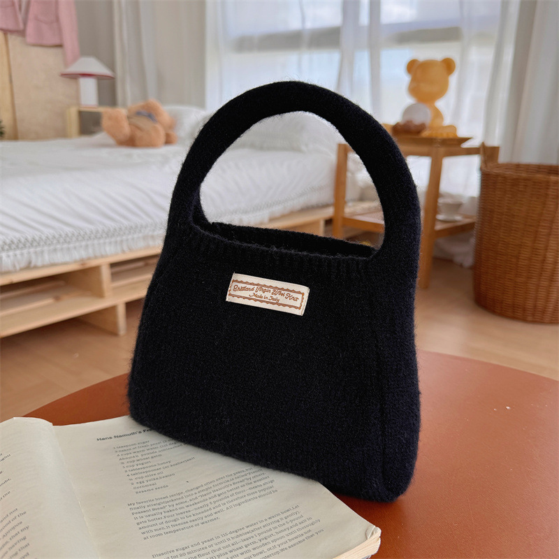 Handtasche für Damen ⎜ Weiche Tragetasche aus Wollstoff in Unifarben für stilvolle Outfits und Alltag