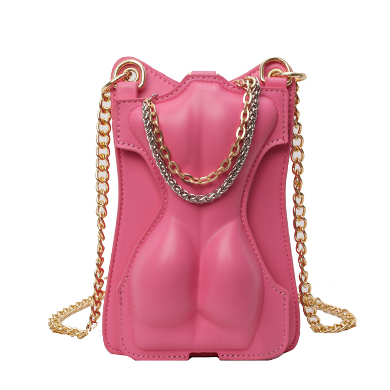 Kleine Schultertasche für Damen ⎜ Modische Handtasche im einzigartigen Design mit Kettenakzent