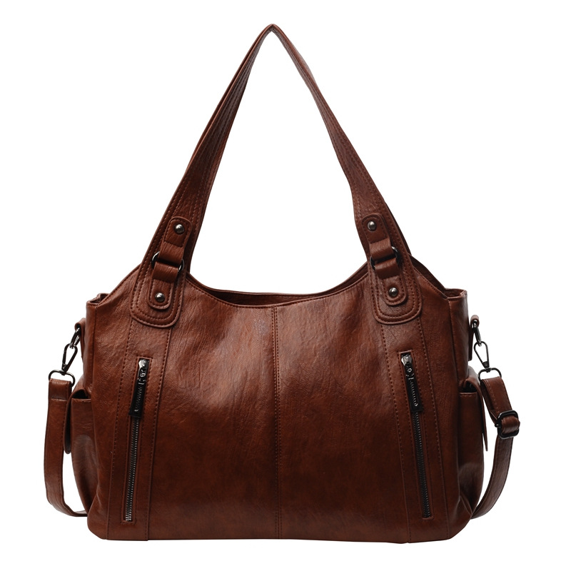 Schultertasche für Damen ⎜ Geräumige Umhängetasche aus Kunstleder mit Reißverschlüssen für Alltag und Kurzreisen