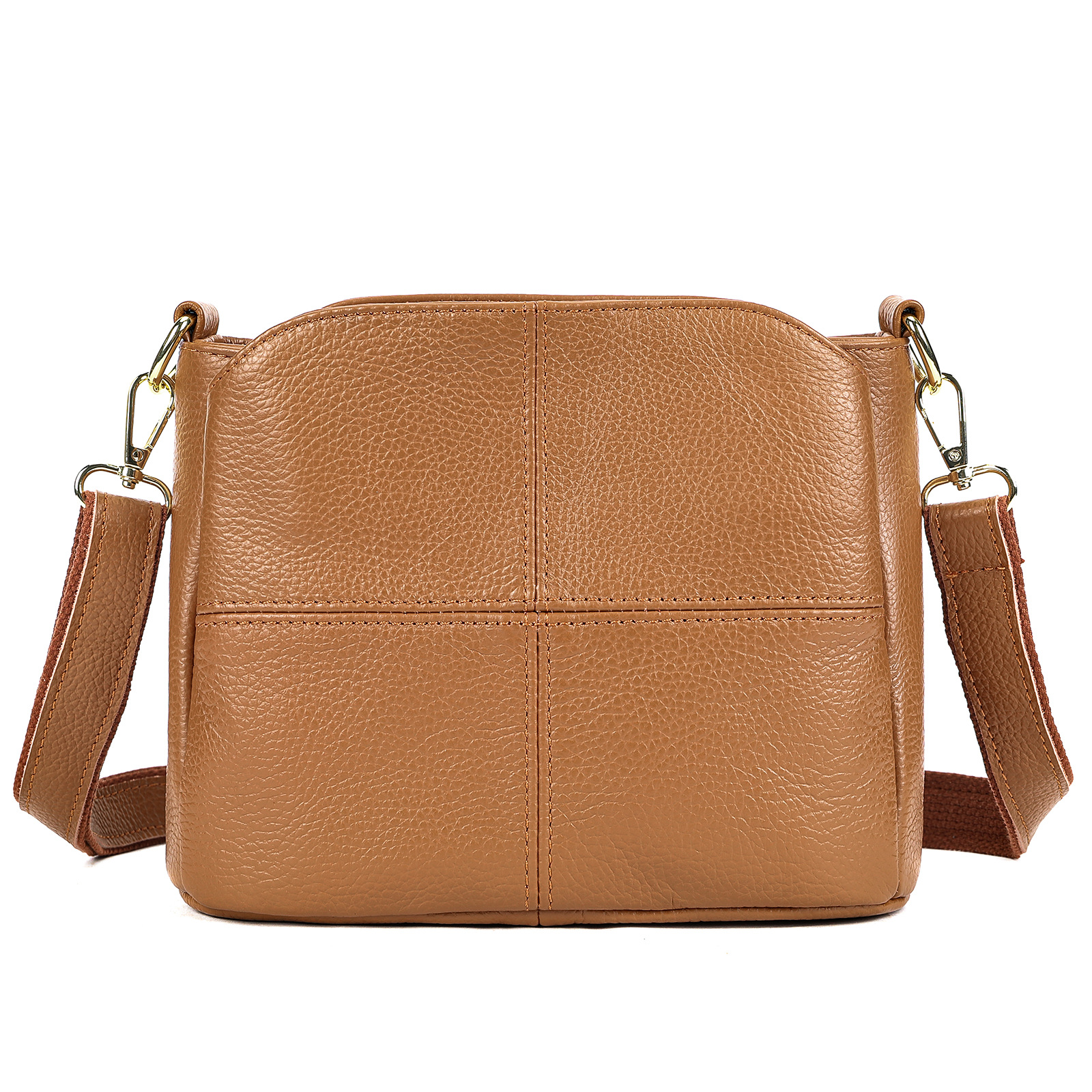 Damen Schultertasche aus Echtleder ⎜ Bequeme Umhängetasche im schlichten Design für Alltag und Freizeit