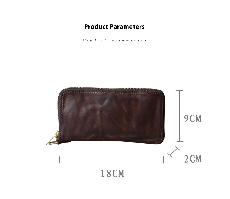 Lange Herren Geldbörse aus Leder ⎜ Retro Design mit Reißverschluss und vielen Kartenfächern