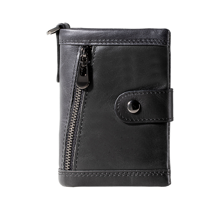 Leder Geldbörse für Damen ⎜ Kompakte Brieftasche mit Reißverschluss und praktischen Fächern