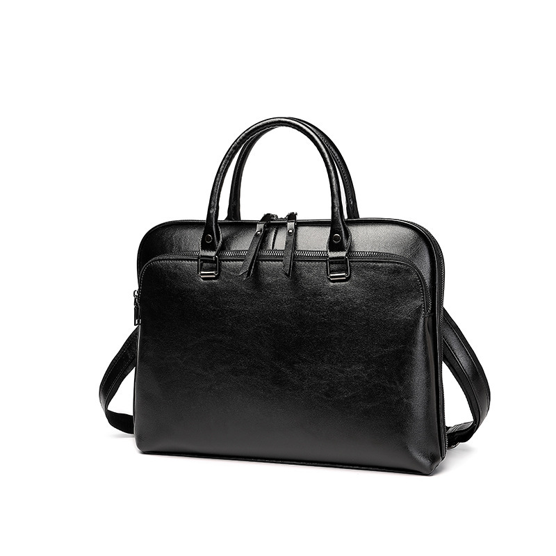 Laptoptasche für Herren ⎜ Schlichte Aktentasche aus Leder mit großem Stauraum und doppeltem Tragegriff