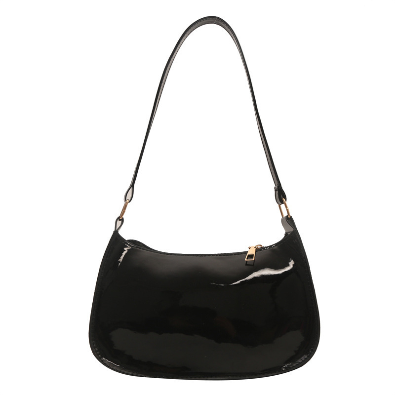 Schultertasche für Damen ⎜ Glänzende Umhängetasche aus Lackleder für Alltag und Ausgehen
