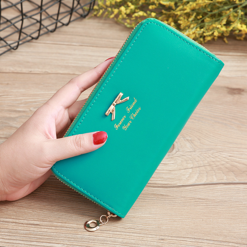 Damen Geldbörse ⎜ Elegante Zwei-Schichten Brieftasche mit Schleifen-Design und Reißverschluss