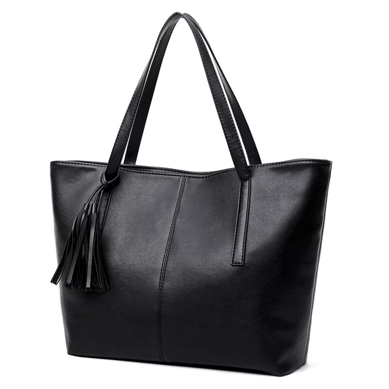 Handtasche für Damen ⎜ Schlichte Tragetasche mit Quastenanhänger und viel Stauraum für Alltag und Büro