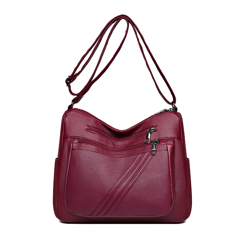 Schultertasche für Damen ⎜ Vielseitige Umhängetasche aus Kunstleder mit großem Hauptfach und Reißverschlusstaschen