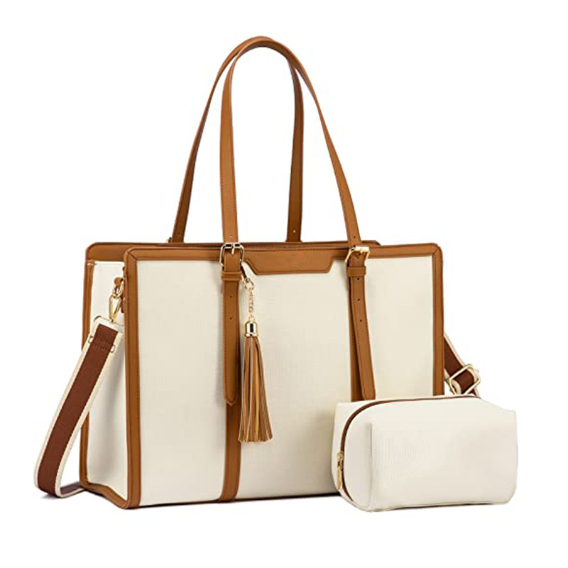Damentasche für Laptop ⎜ Stilvolle Leder-Schultertasche mit praktischen Fächern und modernem Design