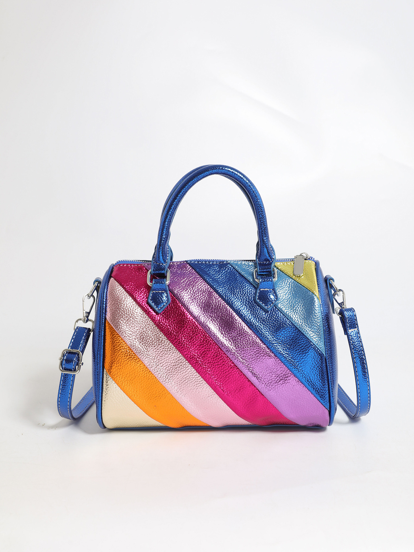 Handtasche für Damen ⎜ Bunte Schultertasche mit Kontrastdesign und viel Stauraum