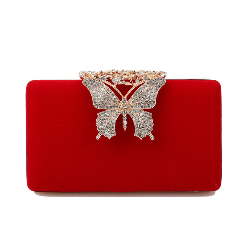 Abend-Clutch mit Schmetterlings-Applikation ⎜ Elegante Tasche aus Samt für festliche Anlässe